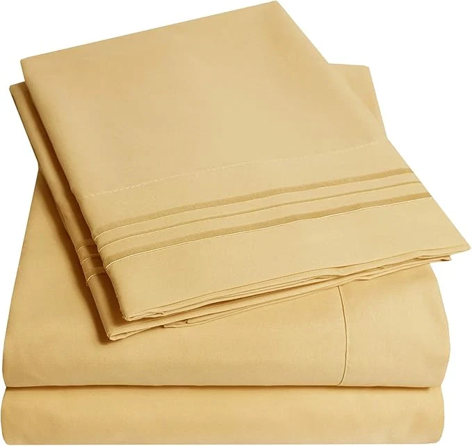 Breathable Sweet Home Collection Bed Linen Set - 3Pc Camel Microfiber Sheet Set for Twin XL Mattress - Deep Pocket Wrinkle amp Fade Resistant Recyclable
