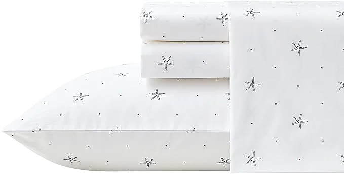Healthy Nautica - Full Sheets Cotton Percale Bedding Set Casual Home Decor Star Spangled Coastal Navy Full High-Quality