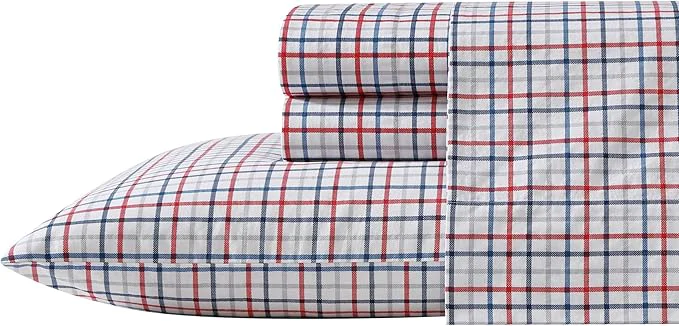 Excellent Nautica - King Sheet Set Cotton Percale Bedding Set Crisp amp Cool Lightweight amp Breathable Boating Tattersall Red King Fashionable