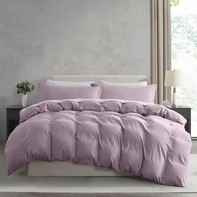 Powerful Nestl Dusty Purple Duvet Cover King Size - Soft Prewashed King Duvet Cover Set 3 Piece with Zipper Closure 1 Duvet Cover 104x90 inches and 2 Pillow Shams Versatile