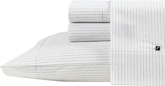 Stylish Nautica - King Sheets Cotton Percale Bedding Set Casual Home Decor Buoy Line Grey King Clean