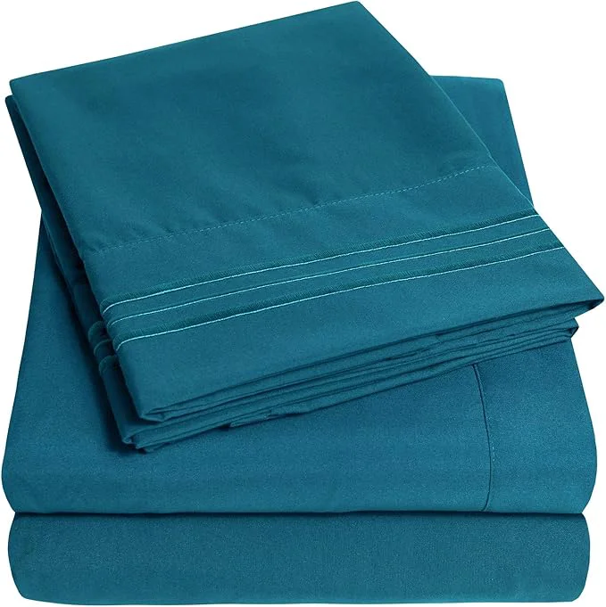 Eco-Friendly 1500 Supreme Collection Extra Deep Pocket Sheets Set - Luxury Soft Bed Sheets Wrinkle Bedding Over 40 Colors 21 inch Extra Deep Pocket Full Teal Secure