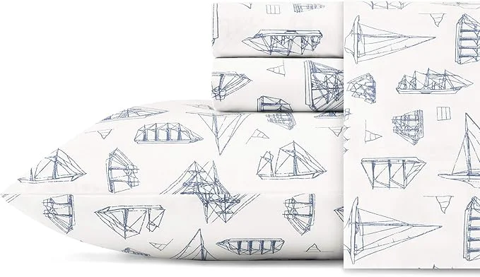 Effective Nautica - Full Size Sheet Sets Cotton Percale Bedding Crisp amp Cool Coastal Home Decor Whitewood Sail Blue Full Sustainable