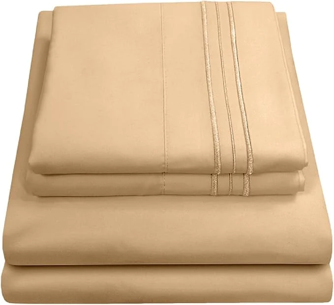 Authentic Twin XL Sheets - Breathable Luxury Sheets with Full Elastic amp Secure Corner Straps Built In - 1800 Supreme Collection Extra Soft Deep Pocket Bedding Set Sheet Set Twin XL Camel Lightweight