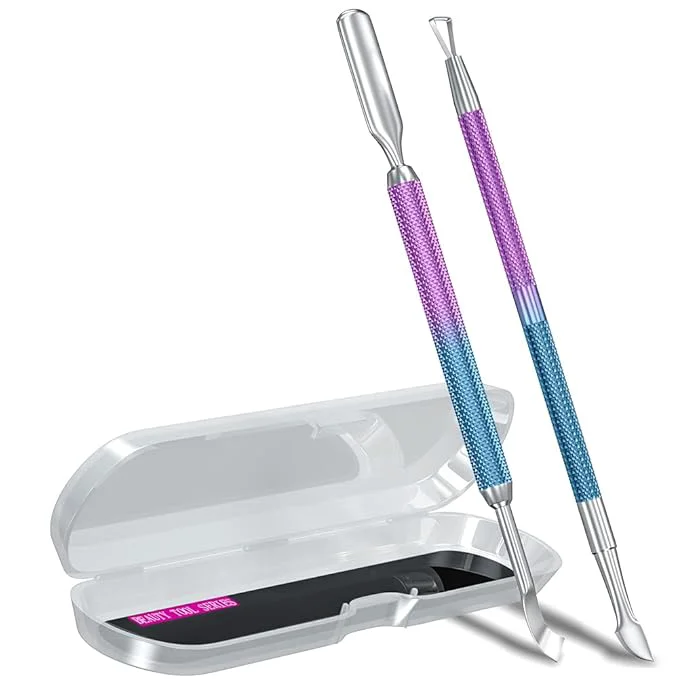 Original Design 2PCS Metal Cuticle Pusher and Scraper Nail Trimmer Cutter Stainless Steel Gel Consistent