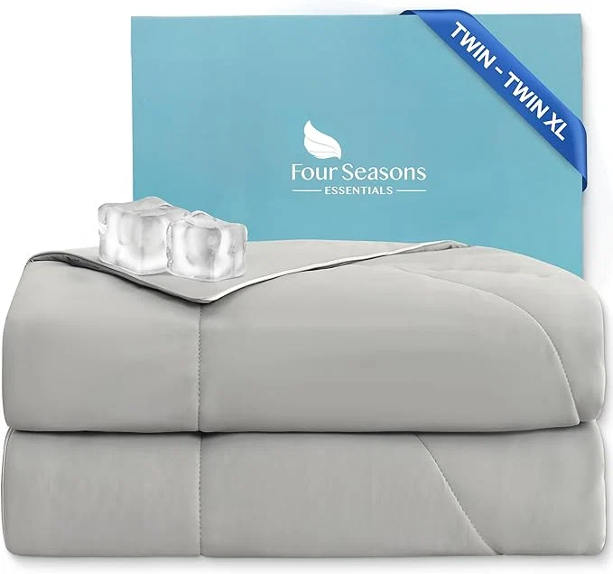 Next-Generation Four Seasons Essentials Cooling Comforter - Twin Size 69 quot x 90 quot - Gray Dependable