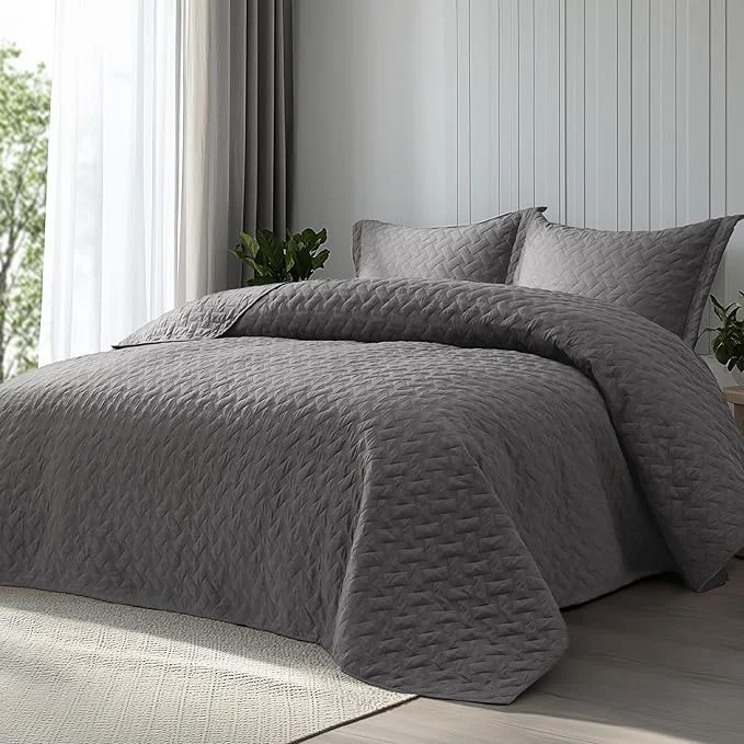 Modern Bedsure Quilts Twin Size - Lightweight Bedspreads Twin Size with Basket Weave Pattern Soft Quilt Bedding Set Grey Comforter Set Coverlet for All Seasons with 1 Pillow Sham 68 quot x 86 quot Skin-Friendly Soft All-Season Comfort Breathable Lightweight ... Secure