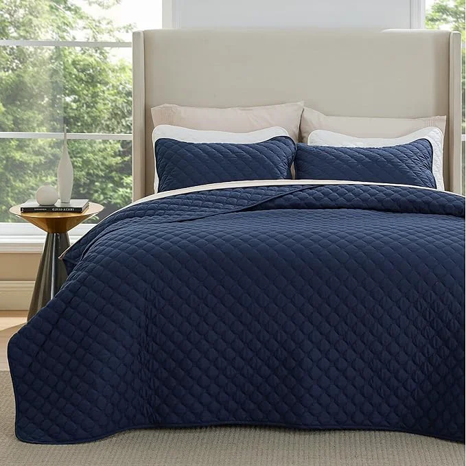 Prestigious Bedsure Quilts Queen Size - Lightweight Bedspreads Queen Size with Classic Honeycomb Quilting Soft Quilt Bedding Set Navy Comforter Set Coverlet for All Seasons with 2 Pillow Shams 90 quot x 96 quot Skin-Friendly Soft All-Season Comfort Breathable Lig... Sophisticated