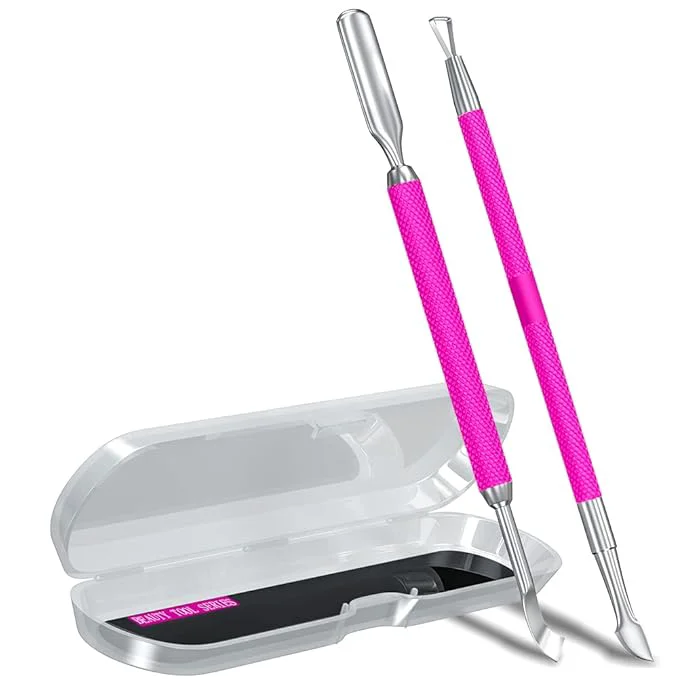 Trusted 2PCS Metal Rose Pink Cuticle Pusher and Cutter Remover Salon Quality Stainless Responsible