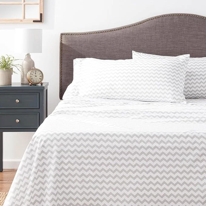 High-End Full Size Sheet Sets - Breathable Luxury Sheets with Full Elastic amp Secure Corner Straps Built In - 1800 Supreme Collection Extra Soft Deep Pocket Bedding Set Sheet Set Full Chevron Gray Excellent