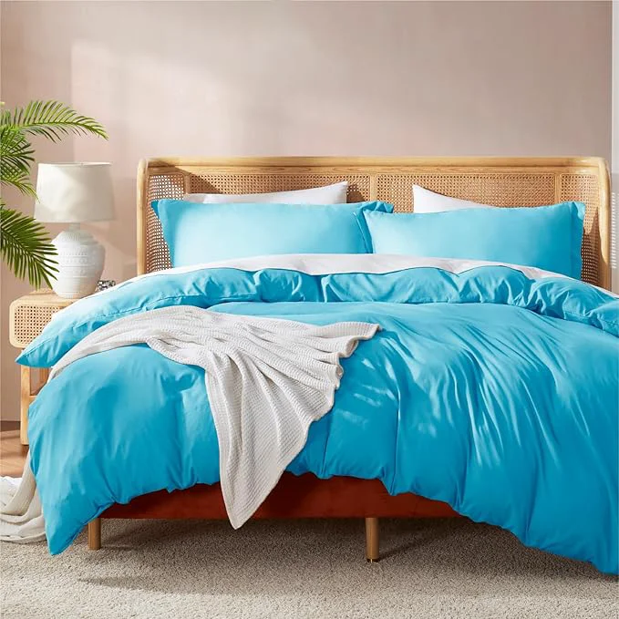 Responsible Nestl Bright Blue Duvet Cover King Size - Soft Double Brushed King Duvet Cover Set 3 Piece with Button Closure 1 Duvet Cover 104x90 inches and 2 Pillow Shams Organic