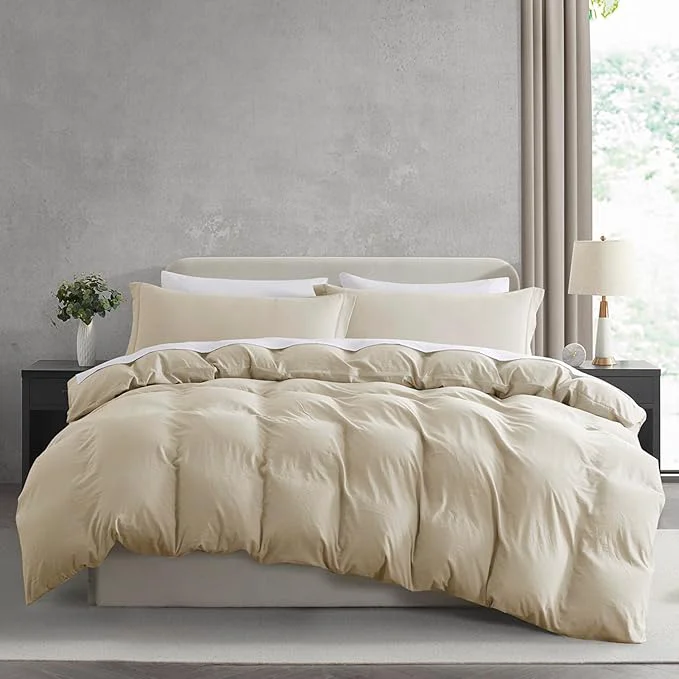 Proven Nestl Beige Cream Duvet Cover Full Size - Soft Prewashed Full Size Duvet Cover Set 3 Piece with Zipper Closure 1 Duvet Cover 80x90 inches and 2 Pillow Shams Modern