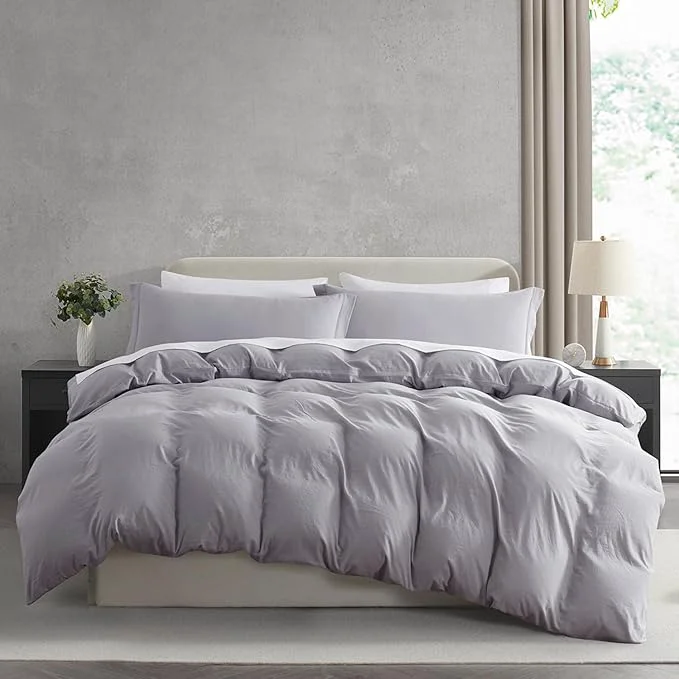 Reliable Nestl Grey Lavender California King Duvet Cover Sets - Soft Prewashed Cal King Duvet Cover 3 Piece with Zipper Closure 1 Duvet Cover 104x98 inches and 2 Pillow Shams Dependable