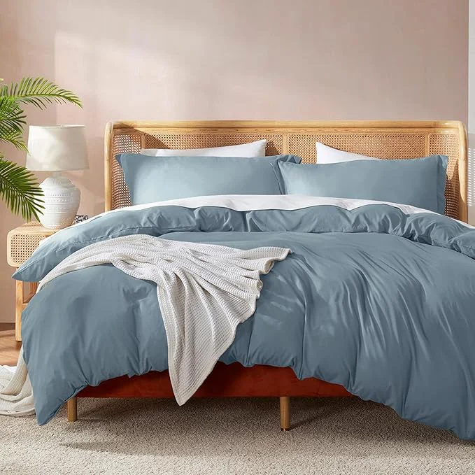 Reliable Nestl Stone Blue Duvet Cover King Size - Soft Double Brushed King Duvet Cover Set 3 Piece with Button Closure 1 Duvet Cover 104x90 inches and 2 Pillow Shams Powerful