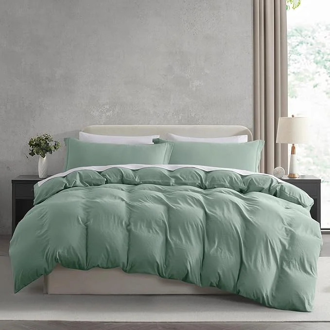 High-Performance Nestl Sage Green Duvet Cover King Size - Soft Prewashed King Duvet Cover Set 3 Piece with Zipper Closure 1 Duvet Cover 104x90 inches and 2 Pillow Shams Quality