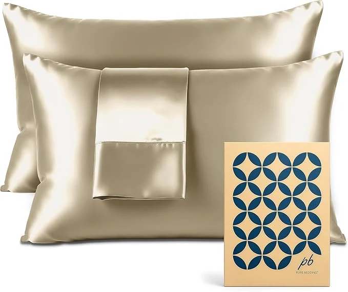 Professional Satin Pillowcase 2 Pack - Queen Size 20 quot x30 quot Champagne Gold - Silky Pillow Cases for Hair and Skin - Satin Pillow Covers with Envelope Closure - Extra Soft Premium Microfiber Versatile