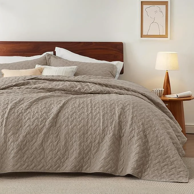 Consistent Bedsure Quilts King Size - Lightweight Bedspreads King Size with Basket Weave Pattern Soft Quilt Bedding Set Taupe Comforter Set Coverlet for All Seasons with 2 Pillow Shams 106 quot x 96 quot Skin-Friendly Soft All-Season Comfort Breathable Lightweig... Carefully Designed