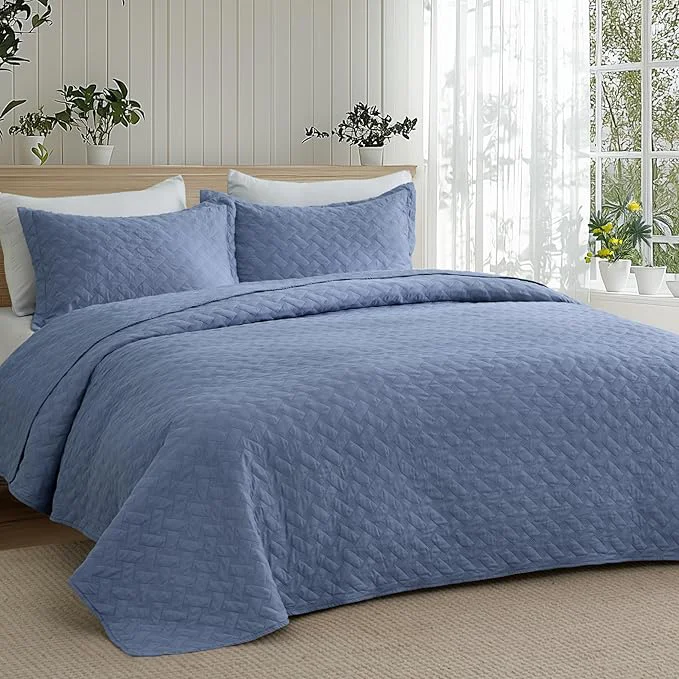 Elegant Bedsure Quilts Twin Size - Lightweight Bedspreads Twin Size with Basket Weave Pattern Soft Quilt Bedding Set Mineral Blue Comforter Set Coverlet for All Seasons with 1 Pillow Sham 68 quot x 86 quot Skin-Friendly Soft All-Season Comfort Breathable Ligh... Secure