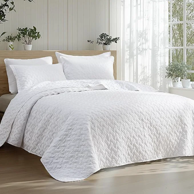 Long-Lasting Bedsure Quilts King Size - Lightweight Bedspreads King Size with Basket Weave Pattern Soft Quilt Bedding Set White Comforter Set Coverlet for All Seasons with 2 Pillow Shams 106 quot x 96 quot Skin-Friendly Soft All-Season Comfort Breathable Lightweig... Proven
