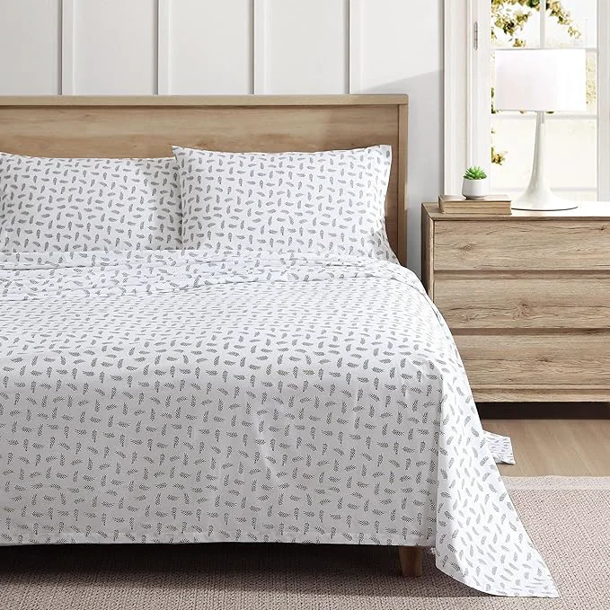 Original Design Eddie Bauer - Queen Sheets Cotton Percale Bedding Set Cool amp Breathable Home Decor Laurel Leaves Queen Organic