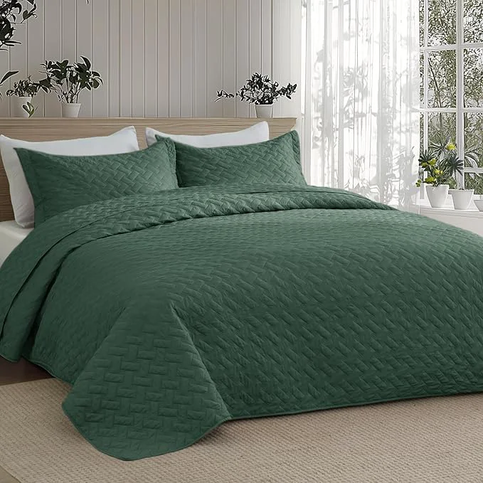 High-Performance Bedsure Quilts Twin Size - Lightweight Bedspreads Twin Size with Basket Weave Pattern Soft Quilt Bedding Set Dark Green Comforter Set Coverlet for All Seasons with 1 Pillow Sham 68 quot x 86 quot Skin-Friendly Soft All-Season Comfort Breathable Lightw... Comfortable