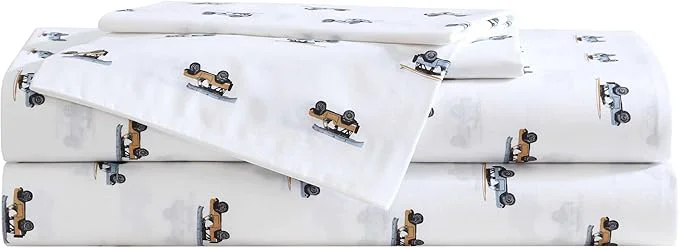 Artisan Eddie Bauer - Twin XL Sheet Set Breathable Cotton Percale Bedding Set with Matching Sham s Crisp amp Cool Bedding Essentials Oeko-Tex Out to The Beach Orange Twin XL Convenient