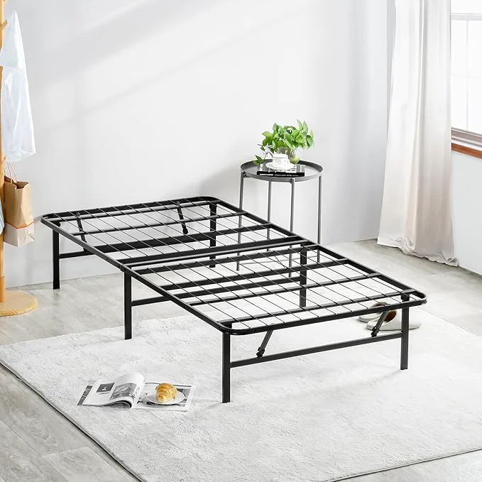 Selected Olee Sleep 14 Inch Foldable Metal Platform Bed Frame Steel Mattress Foundation Comfort Base Easy Under Bed Storage No Box Spring Needed Twin Size Elegant