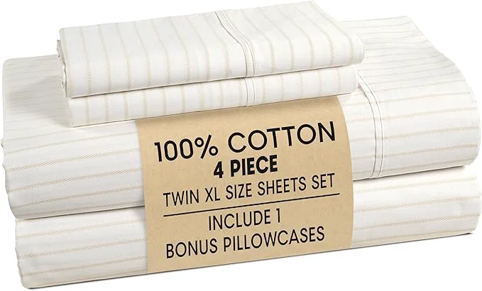 Reusable Casa Platino Sheets Twin XL Size Bed Set – Cotton Sheet Set Twin XL Crisp Percale Weave with 2 Pillowcases with 15 quot Deep Pocket Fitted Sheet for Secure Fit Ultra Soft amp Breathable – Sandora Dependable