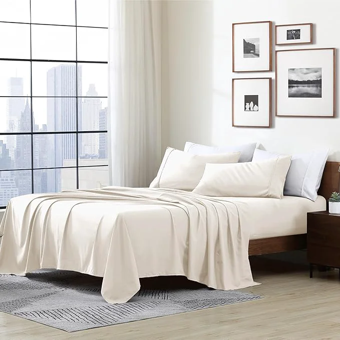 Top-Quality Cathay Home Essentials Ultra Soft Hypoallergenic Wrinkle Resistant Double Brushed Microfiber Bedding Sheet Set Coconut Milk Twin Recyclable