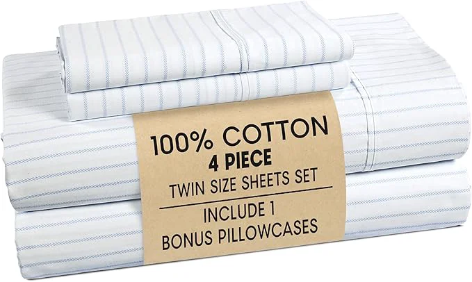 Trendy Casa Platino Twin Size Bed Sheets– Crisp amp Cool Percale Weave Cotton Bed Sheets Twin Size with 2 Pillowcases 15 quot Deep Pocket Fitted Sheet Long-Lasting for Cozy Sleep in All Seasons – Skylure Luxury