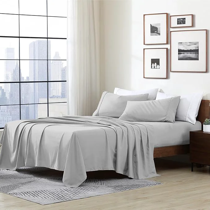 Innovative Cathay Home Essentials Ultra Soft Hypoallergenic Wrinkle Resistant Double Brushed Microfiber Bedding Sheet Set Light Gray Twin XL Premium