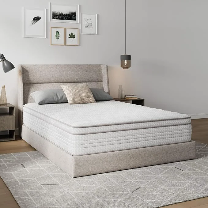 Optimized Novilla Queen Mattress 12 Inch Queen Size Mattresses in a Box with Smarts™ Pocket Coil for Pressure Relief Medium Plush Foam and Spring Hybrid Colchones with CertiPUR-US Convenient