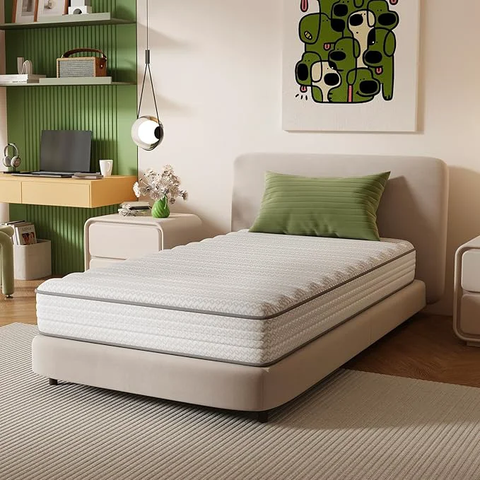 Elegant Novilla Twin Mattress 6 Inch Twin Size Mattresses in a Box with Smarts™ Coil for Pressure Relief Medium Plush Foam and Spring Hybrid Colchones with CertiPUR-US for Kids Flexible