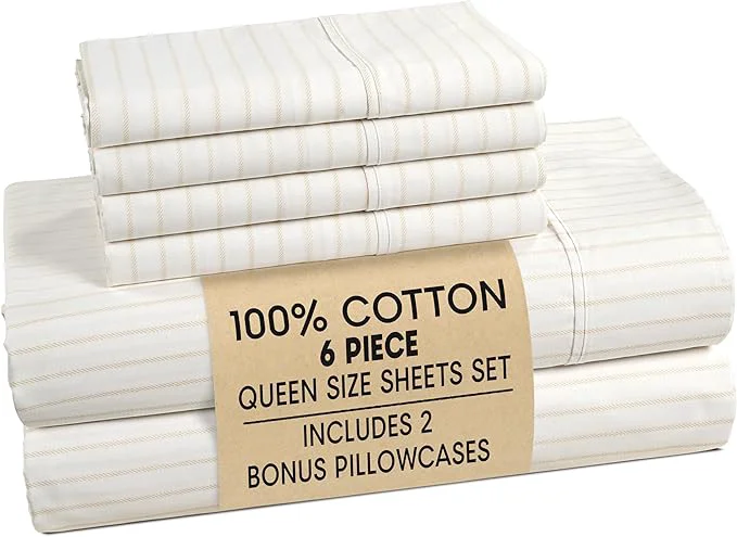 Versatile Casa Platino Sheets Queen Size Bed Set – Cotton Sheet Set Queen Crisp Percale Weave with 4 Pillowcases with 15 quot Deep Pocket Fitted Sheet for Secure Fit Ultra Soft amp Breathable – Sandora Premium
