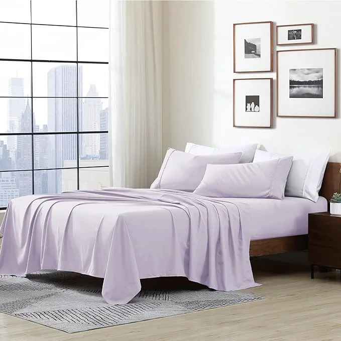 High-Quality Cathay Home Essentials Ultra Soft Hypoallergenic Wrinkle Resistant Double Brushed Microfiber Bedding Sheet Set Lavender King Trusted