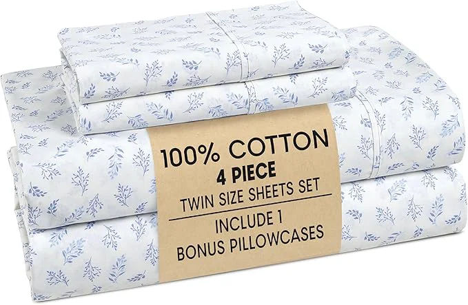 Advanced Casa Platino Twin Size Sheets – Cotton Crisp Percale Weave Sheets Twin Size Soft Cozy Feel with 2 Pillowcases 15 quot Deep Pockets amp Breathable Fabric for All Sleepers amp Everyday Use – Amethyst Easy-to-Use