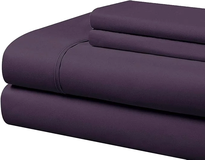 High-Quality Cathay Home Essentials Ultra Soft Hypoallergenic Wrinkle Resistant Double Brushed Microfiber Bedding Sheet Set Eggplant Queen Original