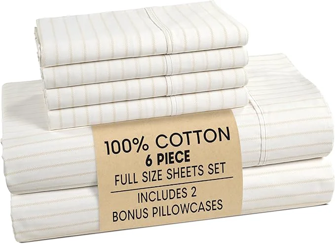Unique Casa Platino Sheets Full Size Bed Set – Cotton Sheet Set Full Crisp Percale Weave with 4 Pillowcases with 15 quot Deep Pocket Fitted Sheet for Secure Fit Ultra Soft amp Breathable – Sandora Next-Generation