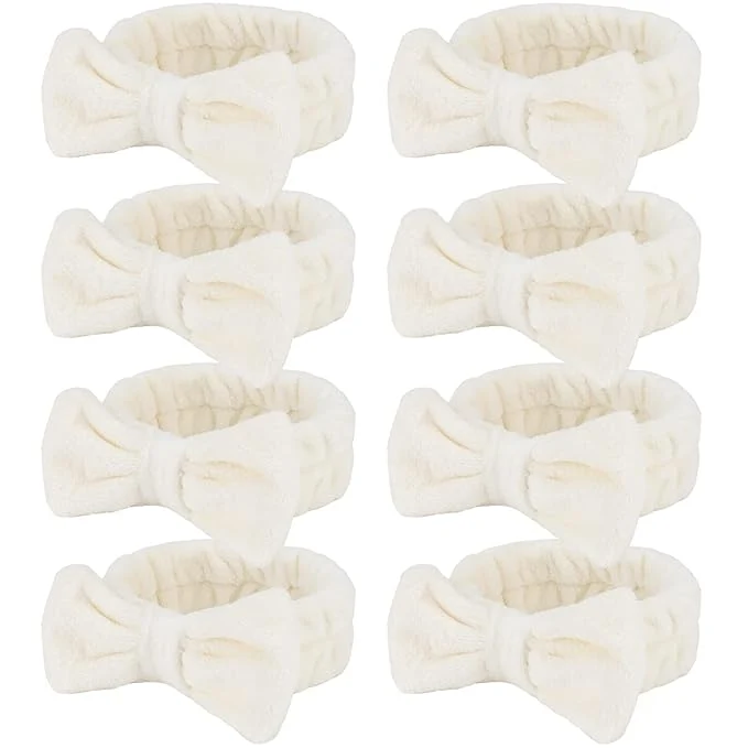 Sophisticated Ondder Spa Headband for Washing Face 8 Pack Beige Skincare Headbands for Women Practical