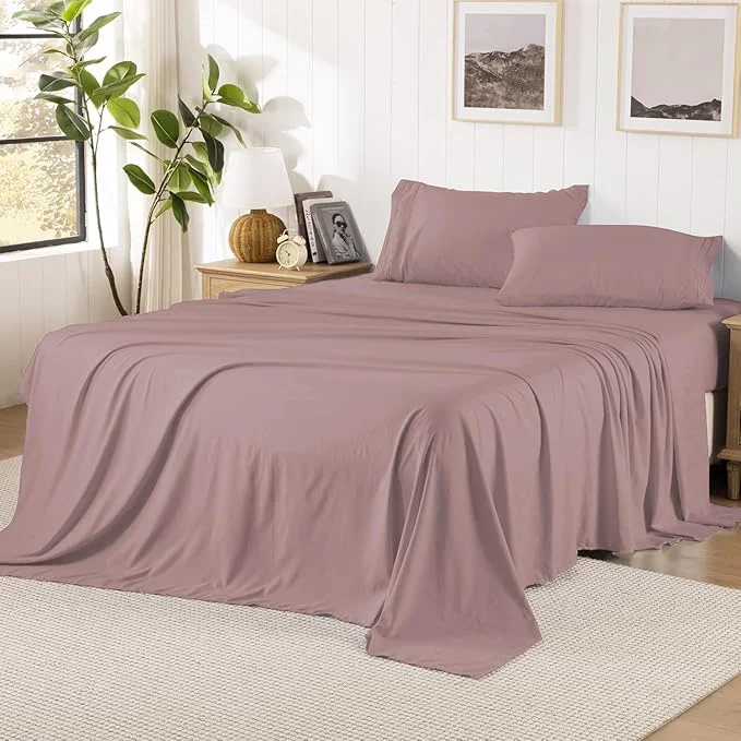 Trusted ROSE amp RISY Lavender Twin Sheet Set Pre-Washed Brushed Cotton-Like Microfiber 3 Pcs Soft Breathable Sheet Set Twin Fade Resistant Includes 1 Fitted 1 Flat 1 Pillowcases Lavender Twin Smart