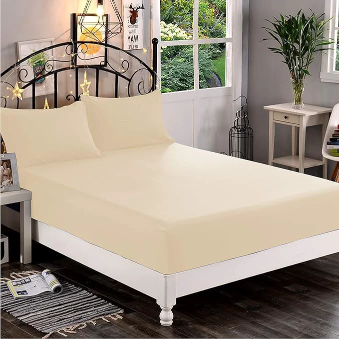 Trendy Elegant Comfort 1500 Premium Hotel Quality 1-Piece Fitted Sheet Softest Quality Microfiber - Deep Pocket up to 16 inch Wrinkle and Fade Resistant Twin Twin XL Cream Specialty