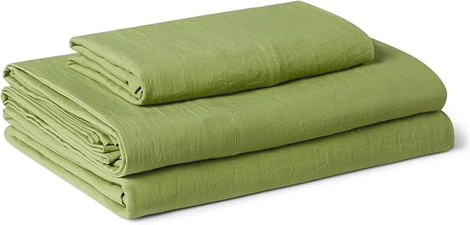 Healthy Amazon Basics Twin Bed Sheet 3-Piece Bedding Set Double Brushed Microfiber Ultra Soft Easy Care Green Exclusive