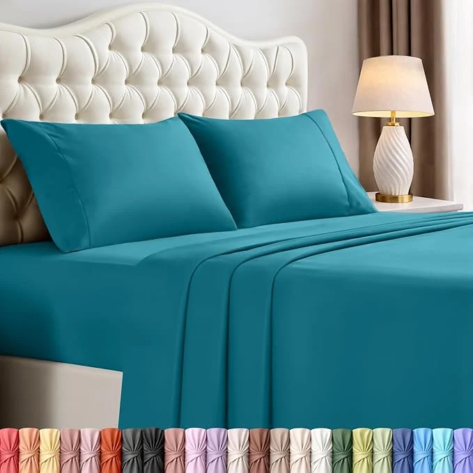 Utopia Bedding Full Size Sheet Set – 4 Piece Bed Sheets Soft and Breathable Microfiber Includes 1 Fitted Sheet 1 Flat Sheet and 2 Pillowcases – Oeko Tex Denim Blue Powerful