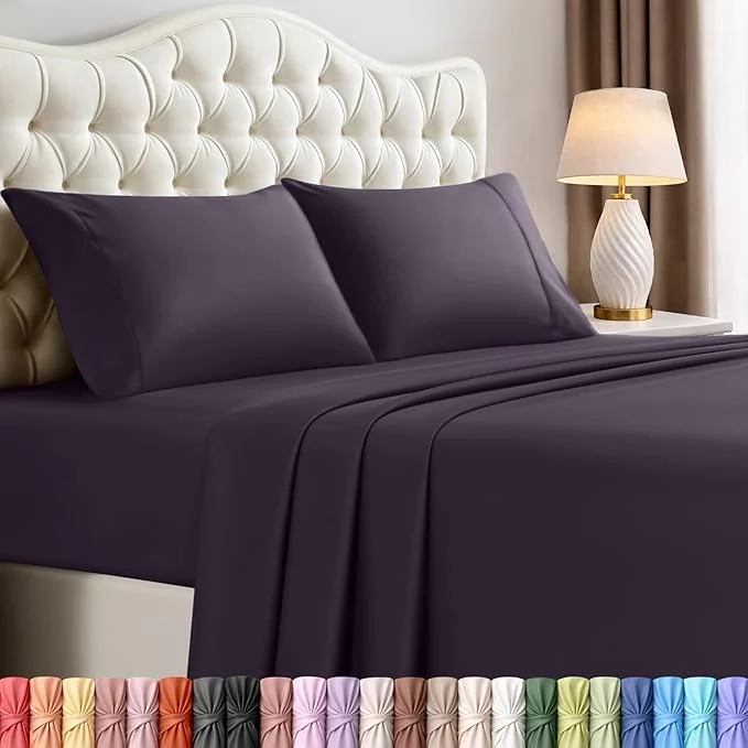 Verified Utopia Bedding King Bed Sheets Set - 4 Piece Bedding - Brushed Microfiber - Shrinkage and Fade Resistant - Easy Care King Purple Outstanding