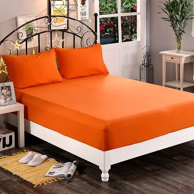 Elegant Comfort 1500 Premium Hotel Quality 1-Piece Fitted Sheet Softest Quality Microfiber - Deep Pocket up to 16 inch Wrinkle and Fade Resistant Full Orange Exceptional