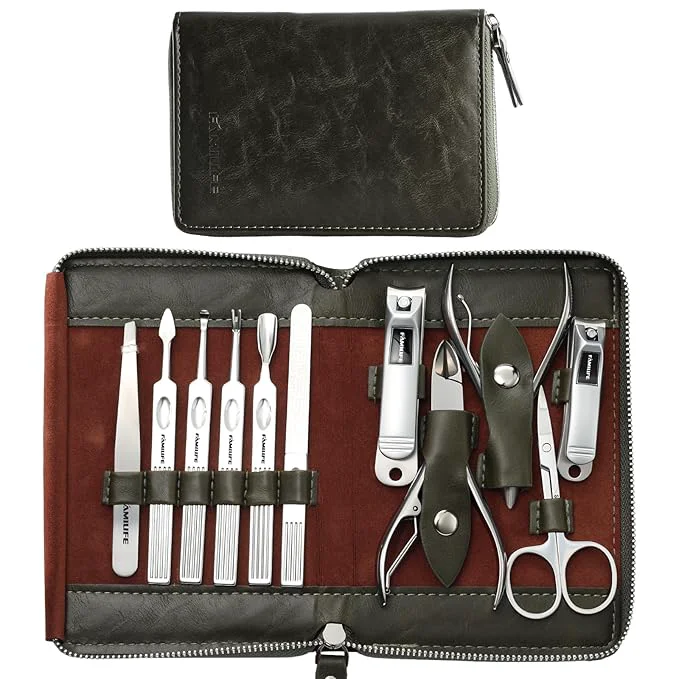 Versatile FAMILIFE Manicure Set Professional Manicure Kit Nail Clippers Set 11 in 1 Premium
