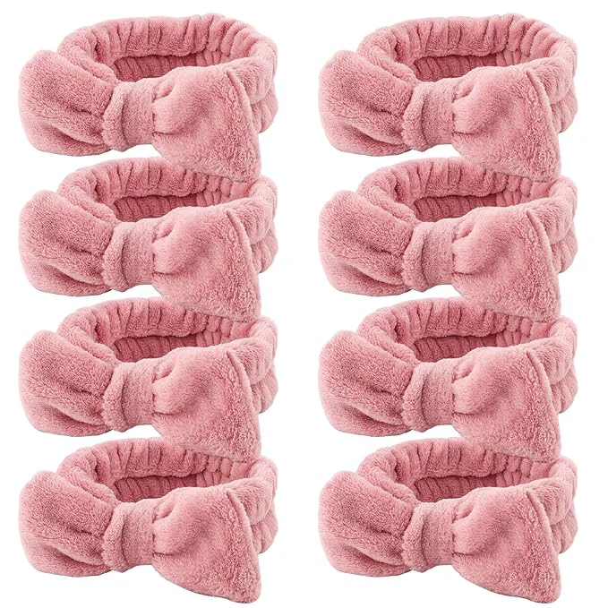 Selected Ondder Spa Headband for Washing Face 8 Pack Dark Pink Skincare Headbands for Genuine
