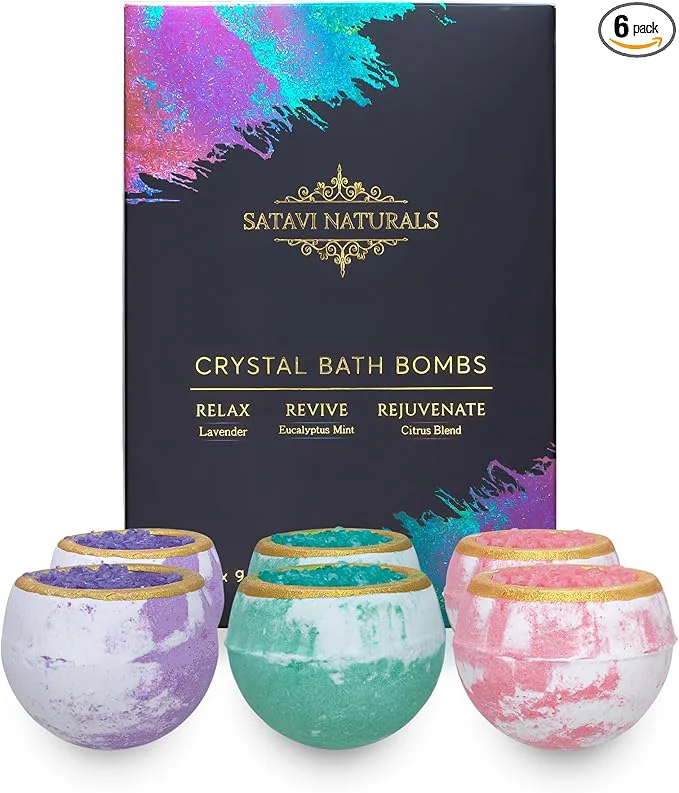 Smooth Crystal Bath Bombs Gift Set – Aromatherapy Geode Fizzies Artisan