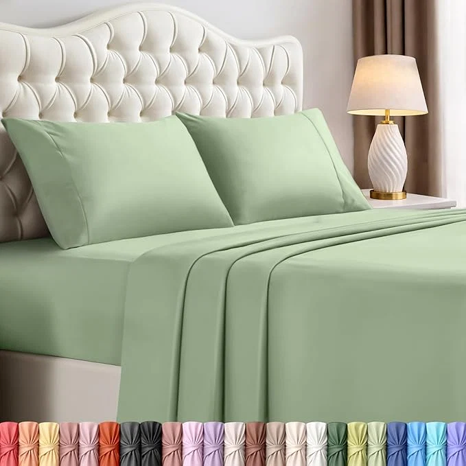 Authentic Utopia Bedding King Sheet Set – 4 Piece Bed Sheets for King Size Bed Soft and Breathable Microfiber Includes 1 Fitted Sheet 1 Flat Sheet and 2 Pillowcases Sage Fine
