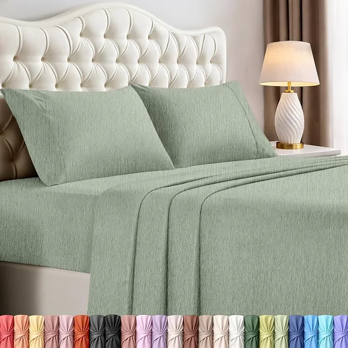 Luxury Utopia Bedding Queen Size Sheet Set – 4 Piece Bed Sheets Soft and Breathable Microfiber Includes 1 Fitted Sheet 1 Flat Sheet and 2 Pillowcases – Oeko Tex Heather Sage Elite